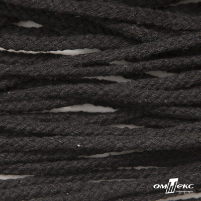 Шнур плетеный d-6 мм круглый, 70% хлопок 30% полиэстер, уп.90+/-1 м, цв.1078-черный - купить в Шахтах. Цена: 588 руб.