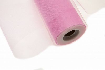 Фатин блестящий в шпульках 16-14, 12 гр/м2, шир. 15 см (в нам. 25+/-1 м), цвет розовый - купить в Шахтах. Цена: 108.61 руб.