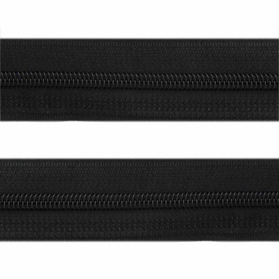 Рулонная молния с покрытием PVC спираль тип 3 (упак.270м) -черная с полосой СВО - купить в Шахтах. Цена: 12.74 руб.