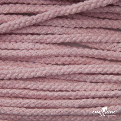 Шнур плетеный d-6 мм круглый, 70% хлопок 30% полиэстер, уп.90+/-1 м, цв.1087-розовый - купить в Шахтах. Цена: 588 руб.