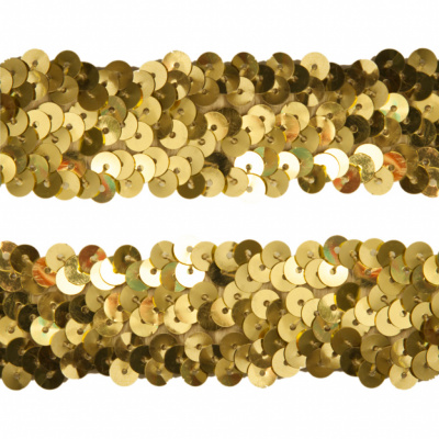 Тесьма с пайетками D16, шир. 30 мм/уп. 25+/-1 м, цвет золото - купить в Шахтах. Цена: 1 098.48 руб.