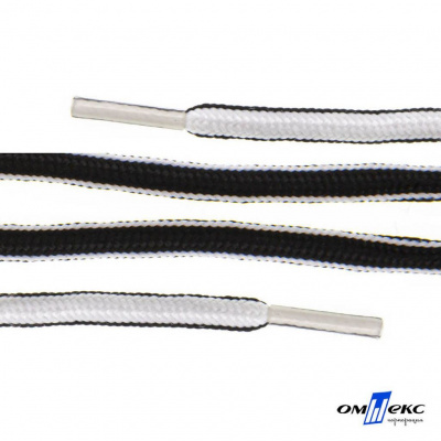 Шнурки #4-27, круглые 130 см, двухцветные (черно/белый) - купить в Шахтах. Цена: 47.04 руб.