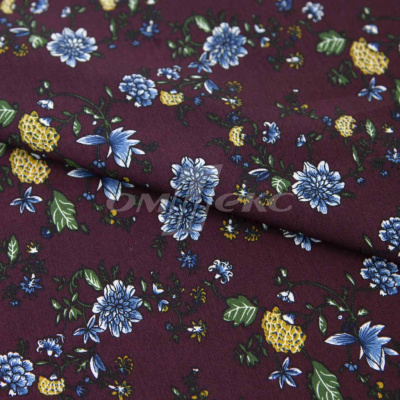 Плательная ткань "Фламенко" 4.1, 80 гр/м2, шир.150 см, принт растительный - купить в Шахтах. Цена 259.21 руб.