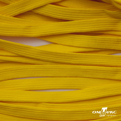 Шнур плетеный (плоский) d-12 мм, (уп.90+/-1м), 100% полиэстер, цв.269 - жёлтый - купить в Шахтах. Цена: 8.62 руб.