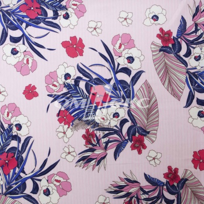 Плательная ткань "Фламенко" 18.1, 80 гр/м2, шир.150 см, принт растительный - купить в Шахтах. Цена 239.03 руб.