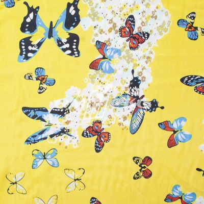 Плательная ткань "Софи" 7.2, 75 гр/м2, шир.150 см, принт бабочки - купить в Шахтах. Цена 243.96 руб.