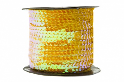 Пайетки "ОмТекс" на нитях, CREAM, 6 мм С / упак.73+/-1м, цв. 92 - золото - купить в Шахтах. Цена: 484.77 руб.