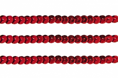 Пайетки "ОмТекс" на нитях, SILVER-BASE, 6 мм С / упак.73+/-1м, цв. 3 - красный - купить в Шахтах. Цена: 468.37 руб.
