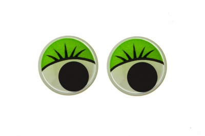 Глазки для игрушек, круглые, с бегающими зрачками, 15 мм/упак.50+/-2 шт, цв. -зеленый - купить в Шахтах. Цена: 113.01 руб.