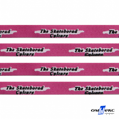 Тесьма отделочная (киперная) 10 мм, 100% хлопок,"THE SKATEBOARD CULIURE"(45 м) цв.121-26 -яр.розовый - купить в Шахтах. Цена: 850.62 руб.