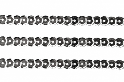 Пайетки "ОмТекс" на нитях, SILVER-BASE, 6 мм С / упак.73+/-1м, цв. 1 - серебро - купить в Шахтах. Цена: 468.37 руб.