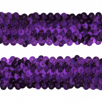 Тесьма с пайетками 12, шир. 30 мм/уп. 25+/-1 м, цвет фиолет - купить в Шахтах. Цена: 1 098.48 руб.