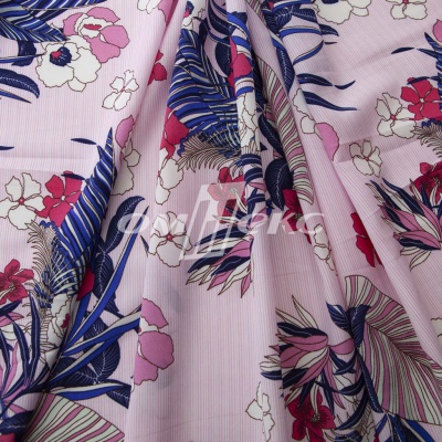Плательная ткань "Фламенко" 18.1, 80 гр/м2, шир.150 см, принт растительный - купить в Шахтах. Цена 239.03 руб.