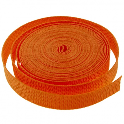 Стропа текстильная, шир. 25 мм (в нам. 50+/-1 ярд), цвет оранжевый - купить в Шахтах. Цена: 409.94 руб.